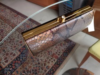 Bolso cartera fiesta mujer marrón y dorado