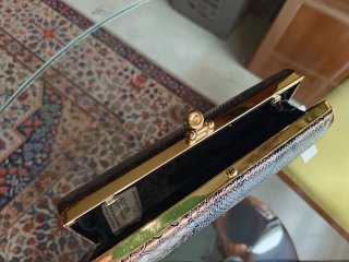 Bolso cartera fiesta mujer marrón y dorado
