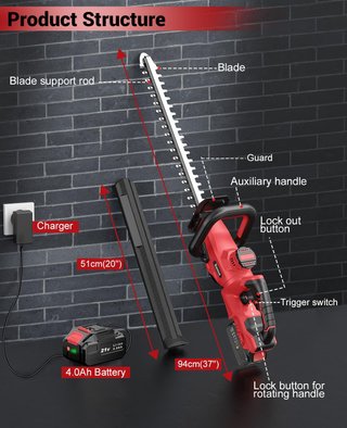 Tagliasiepi Elettrico a Batteria 21V