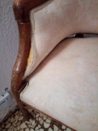 Butaca vintage tela y madera,
