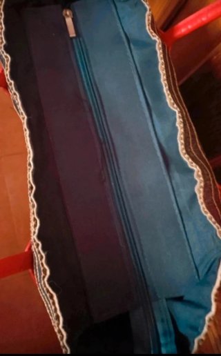 Bolso Cesta Rayas Verde, Rojo y azul.