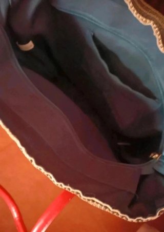 Bolso Cesta Rayas Verde, Rojo y azul.