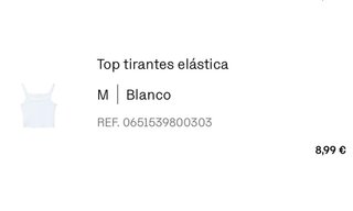 Top Tirantes Stradivarius Blanco Talla M