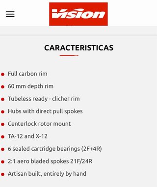 Ruedas carbono Vision SC45 nuevas