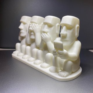 Estátua Moai Moderna 4 Figuras | Decoração Geek Im