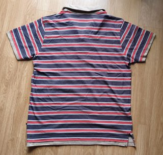 Polo Reciclaje XL Rayas Azul Rojo Beige