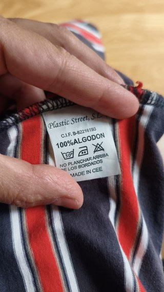 Polo Reciclaje XL Rayas Azul Rojo Beige