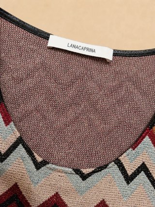 Abito midi fantasia zig-zag – Taglia 48 + borsetta