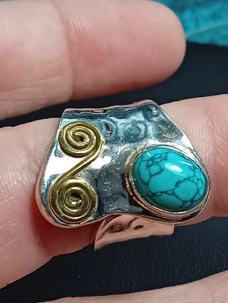 Anillo en plata de ley piedra turquenita