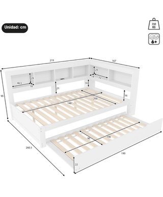 Cama nido 140x200cm con enchufe y USB