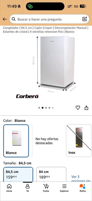 Nevera Corberó 84cm con congelador nueva