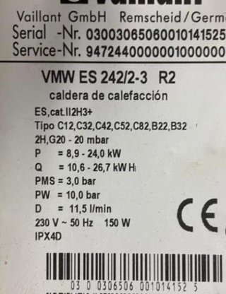 REPUESTOS DE CALDERA VAILLANT 242/2-3 R2