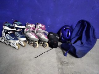 Patines en línea y equipo de protección