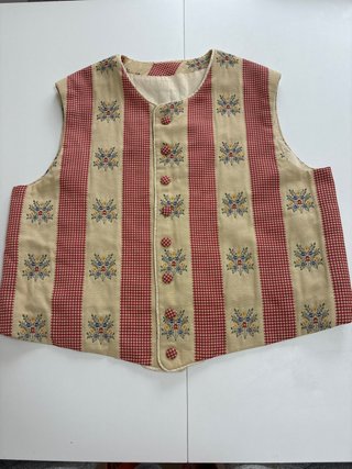 Chaleco fallero beige y rojo
