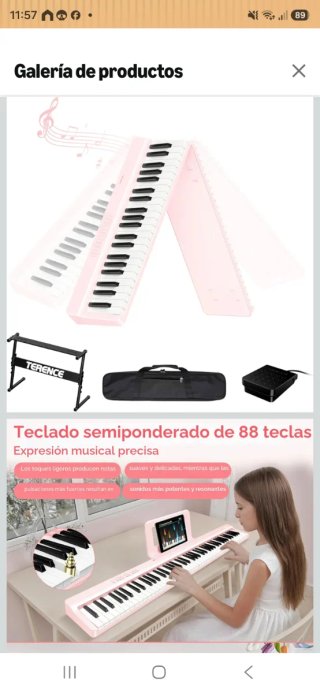 Piano Terence Rosa Plegable 88 Teclas