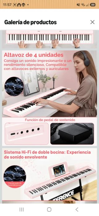 Piano Terence Rosa Plegable 88 Teclas