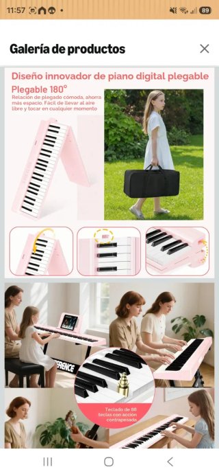 Piano Terence Rosa Plegable 88 Teclas