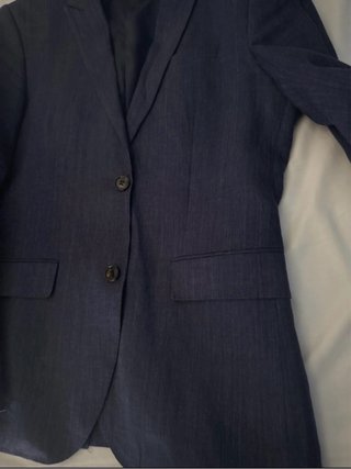 Americana Lino Hombre Azul
