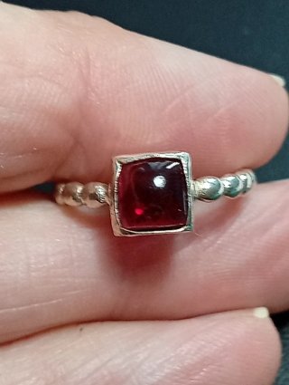Anillo Plata Ley Piedra granate talla exacta 12 mm