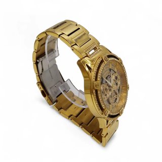 RELOJ GUESS SKELETON GW0497G2 CORREA METALICA DORADA