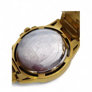 RELOJ GUESS SKELETON GW0497G2 CORREA METALICA DORADA