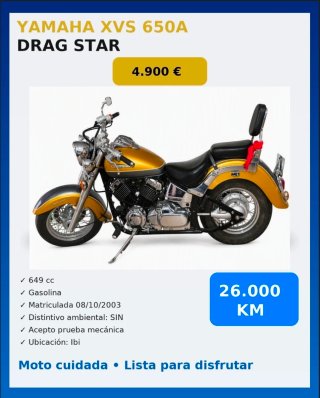 Yamaha XVS 650A Drag Star - Moto Cruiser