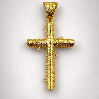 Cruz oro 18k con turmalinas verdes