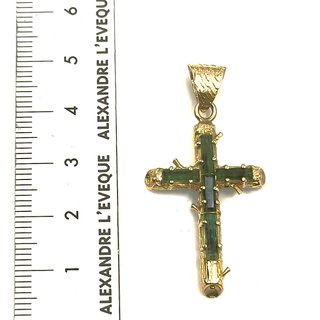 Cruz oro 18k con turmalinas verdes