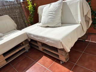 Sofá palet exterior: Cojines y funda