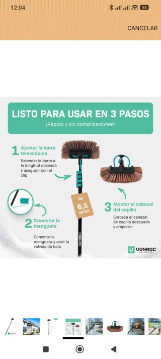 Cepillo telescópico para placas solares