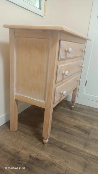 Cómoda madera blanco decapé 3 cajones