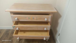Cómoda madera blanco decapé 3 cajones