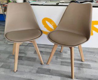 2 Sillas Nórdicas Beige Madera