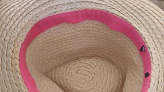 Berretto in rafia donna beige e rosa