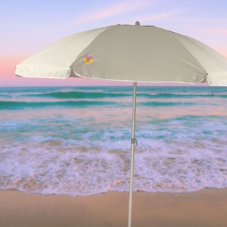 Sombrilla playa gris/blanco Ø220 poliéster tubo XL