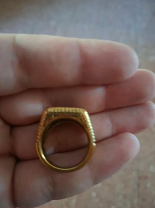 Anello Uomo Rettangolare Nero Oro