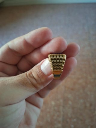Anello Uomo Rettangolare Nero Oro