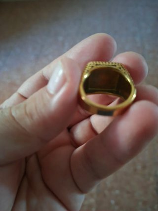 Anello Uomo Rettangolare Nero Oro