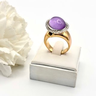 Anillo oro 18kt con gema y diamantes