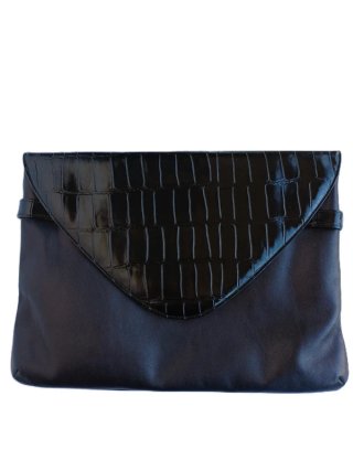 Borsa pelle nera vintage effetto coccodrillo