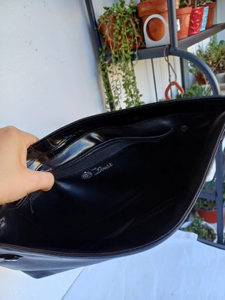 Borsa pelle nera vintage effetto coccodrillo