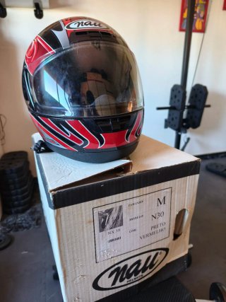 Casco Moto Nau N30 Talla M Negro/Rojo