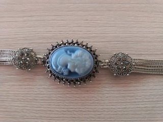 Bracciale vintage cammeo blu multifilo
