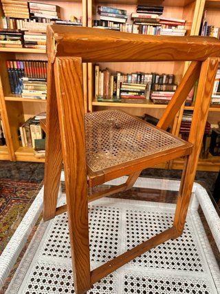 Silla plegable Gascon vintage ratán y madera