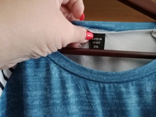 Camiseta señora azul con corazones XXL talla 50