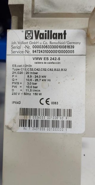 DESPIECE / RECAMBIOS VAILLANT VMW 242-5 ES