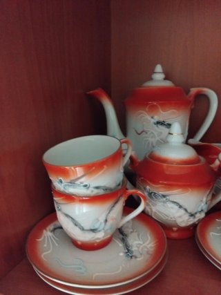 Juego de café porcelana japonesa dragón