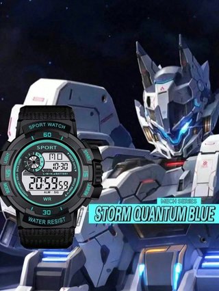 Reloj Digital Deportivo Táctico Negro/Azul