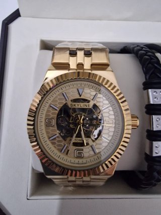 Reloj SKYLINE Automático + Pulsera Negra