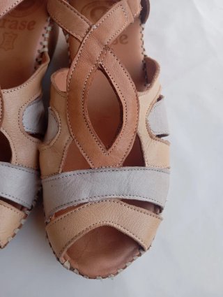 Sandalias Piel Talla 37 Beige/Marrón